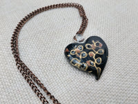 Women's Murano Heart Necklace Gold Black Copper Jewelry Glass Chain Gift Ideas