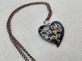 Women's Murano Heart Necklace Gold Black Copper Jewelry Glass Chain Gift Ideas