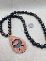 Wooden Sankofa Necklace African Adinkra Black Brown Beaded Men Women Gift Idea