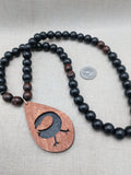 Wooden Sankofa Necklace African Adinkra Black Brown Beaded Men Women Gift Idea