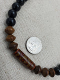 Men Beaded Necklace Black Brown Beaded Jewelry Handmade Gift Father's Day for Him