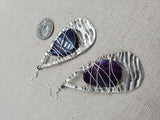 Amethyst Earrings Wire Wrapped Women Antique Silver Jewelry Dangle Unique