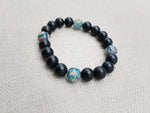 Unisex Bracelets Agate Stone Green Black Beaded Jewelry Ethnic Handmade Gift Ideas Size 7