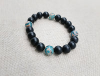 Unisex Bracelets Agate Stone Green Black Beaded Jewelry Ethnic Handmade Gift Ideas Size 7