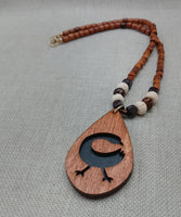African Sankofa Bird Necklace Women Jewelry Beaded Black Wooden