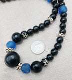 Men Necklace Black Blue White Beaded Jewelry Handmade Ethnic Statement
