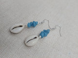 Cowrie Earrings Women Silver Ethnic Unique Summer Blue Glass Jewelry