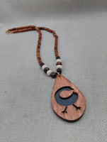 African Sankofa Bird Necklace Women Jewelry Beaded Black Wooden