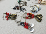 Women Earrings Afrocentric Ethnic Elephant Peace Ankh Set of 10 Wholesale Bulk Jewelry Silver Beaded