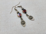 Boho Earrings Women Red Drop Women Jewelry Brass Antique Bronze