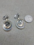 Peace Earrings Women Silver Gold Round Dangle Clip On Non Pierced Jewelry