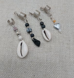Dreadlocks Hair Accessories Jewelry Cowrie Stone Beaded Silver Twist Braids Locs Set of 4