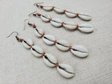 Women Cowrie Earrings Long Copper Handmade Boho Ethnic Dangle Jewelry