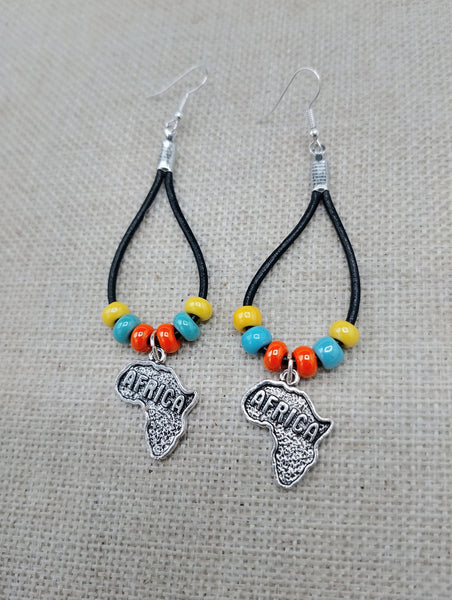 Africa Earrings Beaded Dangle Silver Jewelry Fashion Statement
