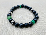 Bracelets Green Black Beaded Jewelry Ethnic Handmade Statement Gift Size 7.5 Inches