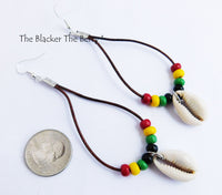 Rasta Earrings Leather Jewelry Beaded Women