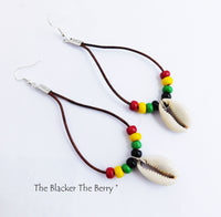 Rasta Earrings Leather Jewelry Beaded Women