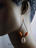 Ethnic Earrings Wooden Jewelry Leather Cowrie Shell Women