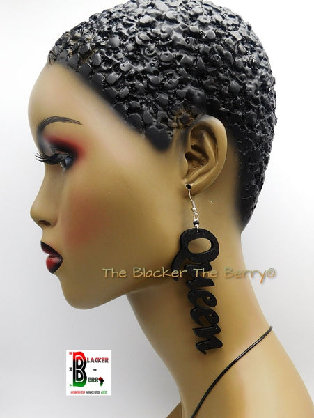 Queen Earrings Black Women Jewelry 3.5 Inches Dangle