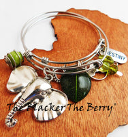 Elephant Charm Bracelets Silver Green Jewelry Women Bangles