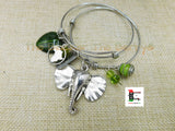 Elephant Charm Bracelets Silver Green Jewelry Women Bangles