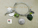Elephant Charm Bracelets Silver Green Jewelry Women Bangles