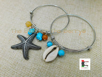 Beach Bracelets Silver Jewelry Shells Women Turquoise Bangles Black Owned