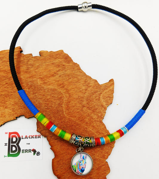 Zebra Necklaces Blue Black Women Colorful Gift Ideas