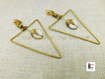 African Cowrie Shell Clip On Earrings Triangle Dangle Women Jewelry Ethnic Non Pierced