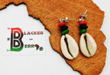 Cowrie Shell RBG Post Earrings African Jewelry