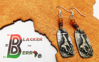 Giraffe Earrings Silver African Jewelry Beaded Pewter Handmade