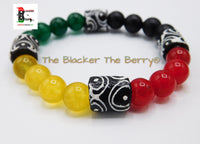African Bracelets Rasta Beaded Handmade Stretch Jewelry Red Black Green Yellow