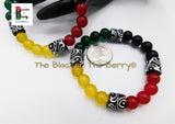 African Bracelets Rasta Beaded Handmade Stretch Jewelry Red Black Green Yellow