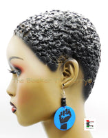 Black Power Fist Earrings Blue Black Jewelry Women Handmade Black Owned