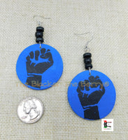 Black Power Fist Earrings Blue Black Jewelry Women Handmade Black Owned