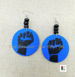 Black Power Fist Earrings Blue Black Jewelry Women Handmade Black Owned