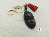 African Woman Mask Wooden Ebony Keychain Carved RBG Gift Ideas Black Owned