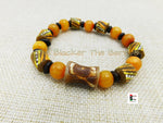 Stretch Beaded Jewelry Handmade Bracelet Copal Orange Brown Black Owned