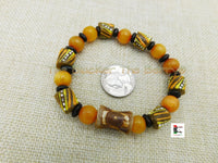 Stretch Beaded Jewelry Handmade Bracelet Copal Orange Brown Black Owned