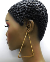 Gold Tone Triangle Hoop Earrings Stainless Steel Hoop Extra Large Women Jewelry