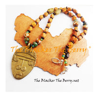 African Men Necklaces Wooden Beaded Green Jewelry