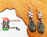 Zebra Earrings African Ethnic Pewter Jewelry Beaded Women