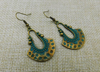 Antique Gold Earrings Patina Boho Ethnic Women Fashion Gift Ideas Jewelry Black Owned