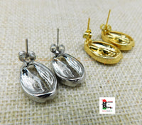Gold Cowrie Post Earrings Stainless Steel Jewelry Black Owned