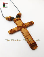 Christian Cross Necklace Jewelry Wooden Pendant Handmade The Blacker The Berry