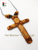 Christian Cross Necklace Jewelry Wooden Pendant Handmade The Blacker The Berry