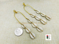 Ethnic Clip On Earrings Cowrie Shell Long Dangle Women African Fashionable Handmade