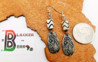 Zebra Earrings African Ethnic Pewter Jewelry Beaded Women