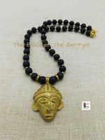 Tribal Mask Necklaces African Brass Jewelry Ethnic Afrocentric Black