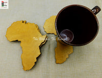 African Large Gold Hand Painted Coasters Handmade Home Decor 4 Set